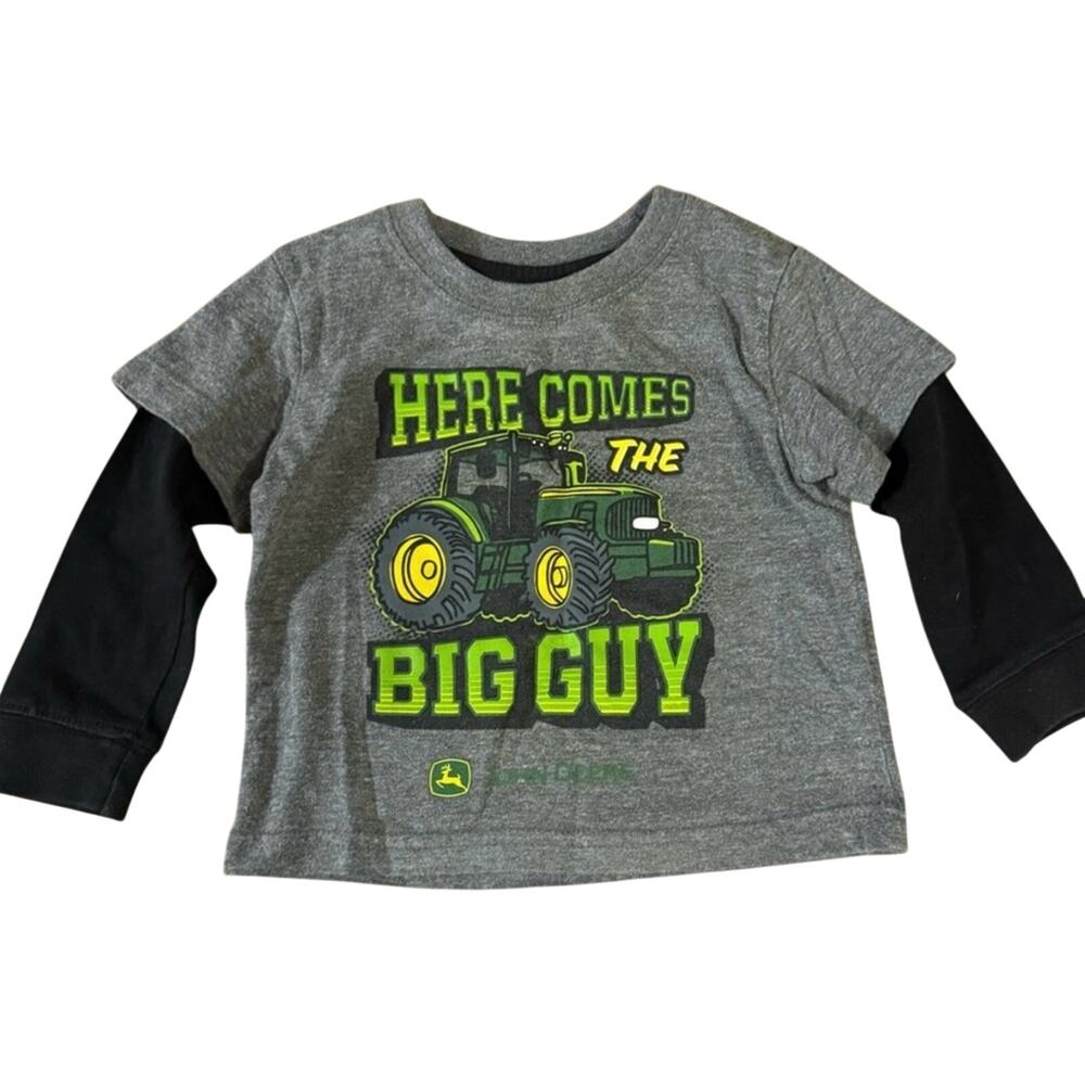 John Deere- Baby Long Sleeve Tee Gray with Green and Yellow Logo, Size 12M - Picture 1 of 3